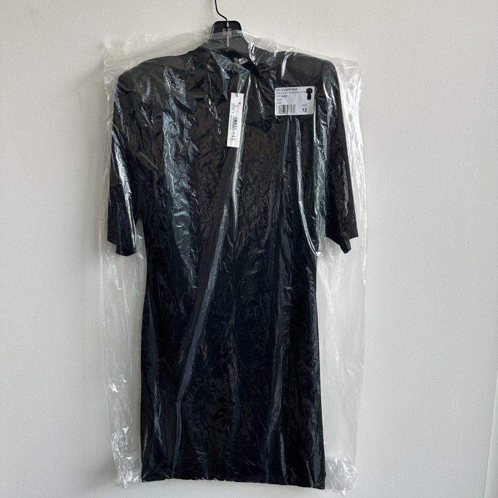 Alice + Olivia Inka Strong Shoulder Dress COLOR: BLACK SIZE: 12 L XL New - Picture 4 of 7